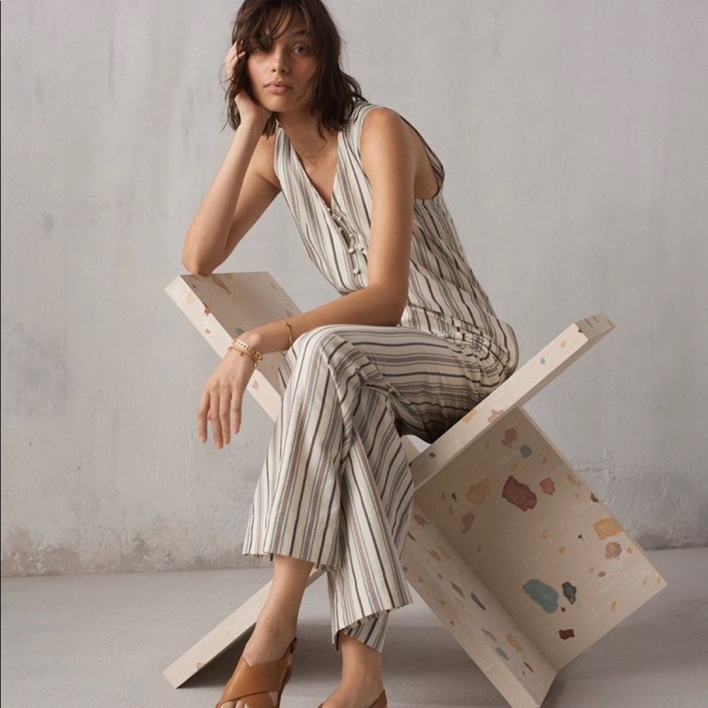 Madewell Button Up Stripe Jumpsuit